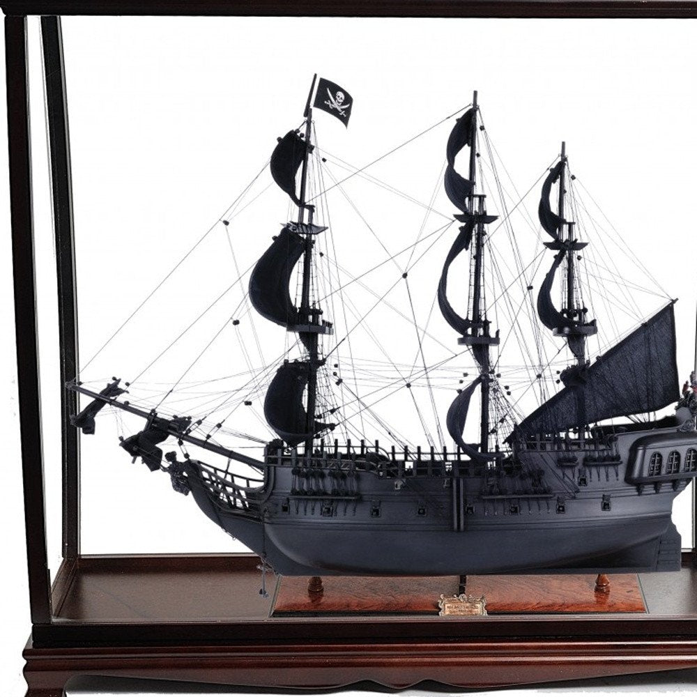 39" Black Solid Wood Hand Painted Black Pearl Pirate Table Top Display Model Boat HomeRoots