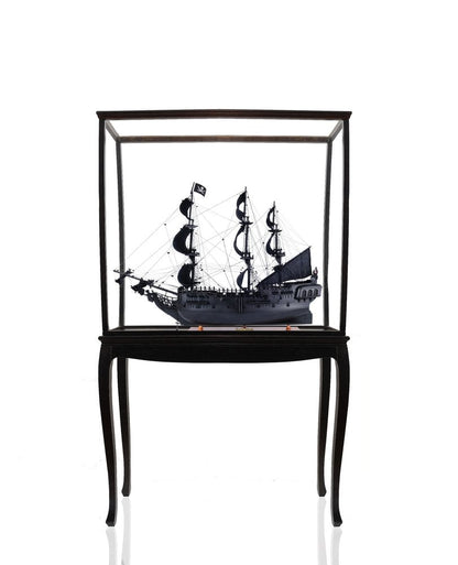 69" Black Solid Wood Hand Painted Black Pearl Pirate Floor Display Model Boat HomeRoots