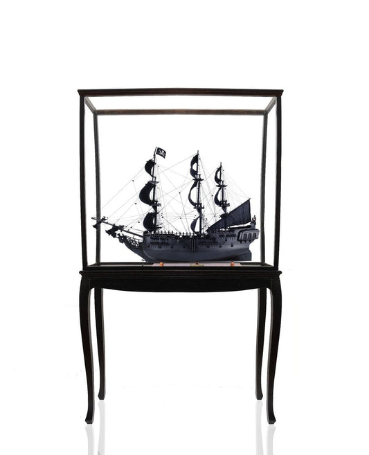 69" Black Solid Wood Hand Painted Black Pearl Pirate Floor Display Model Boat HomeRoots