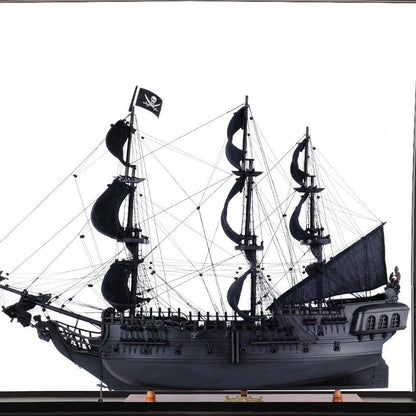 69" Black Solid Wood Hand Painted Black Pearl Pirate Floor Display Model Boat HomeRoots
