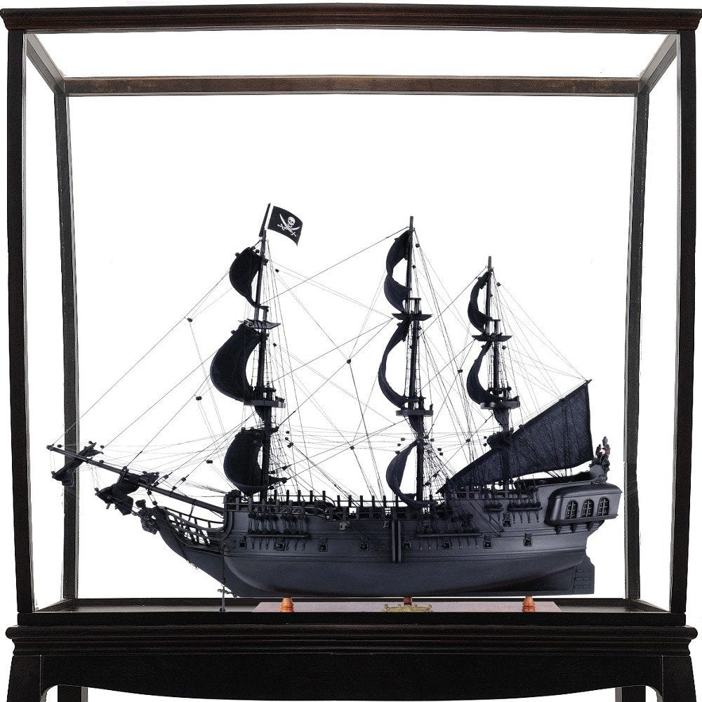 69" Black Solid Wood Hand Painted Black Pearl Pirate Floor Display Model Boat HomeRoots