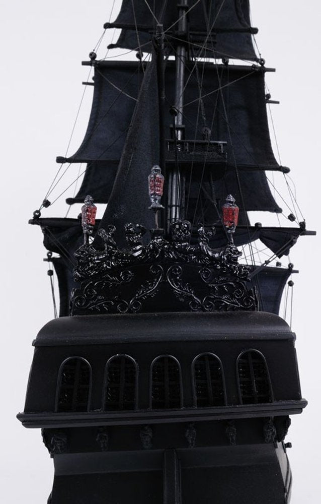 24" Black Solid Wood Hand Painted Model Boat Tabletop Sculpture HomeRoots