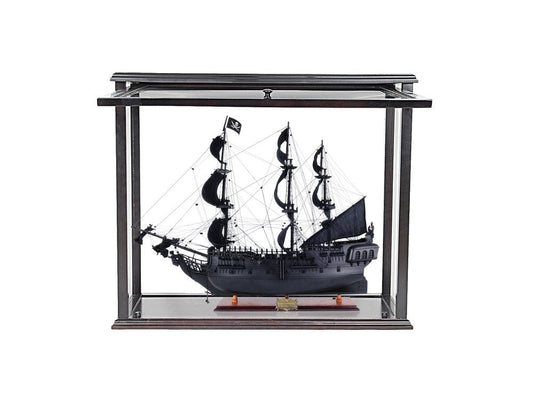 30" Black Solid Wood Hand Painted Black Pearl Pirate Medium Open Display Case Model Boat HomeRoots