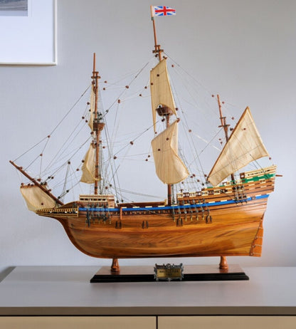 30" Wood Brown Mayflower Boat Hand Painted Decorative Boat HomeRoots
