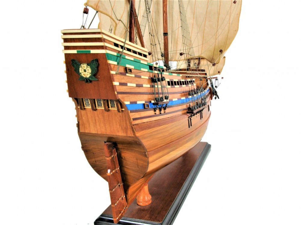 30" Wood Brown Mayflower Boat Hand Painted Decorative Boat HomeRoots