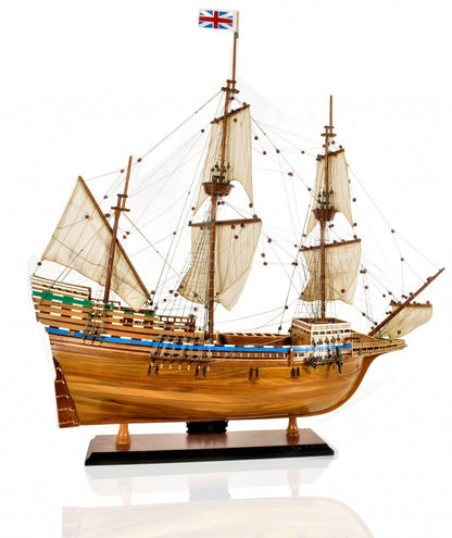 30" Wood Brown Mayflower Boat Hand Painted Decorative Boat HomeRoots