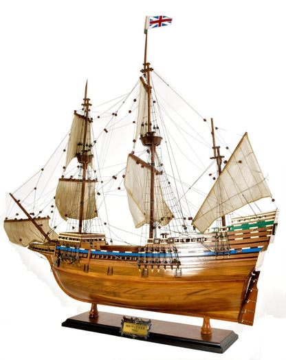 30" Wood Brown Mayflower Boat Hand Painted Decorative Boat HomeRoots
