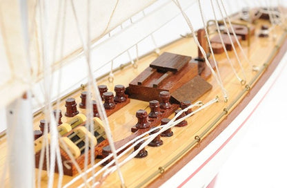 32" Red and White Solid Wood Hand Painted p-Oxybis(benzenesulfonyl hydrazide) Model Boat HomeRoots