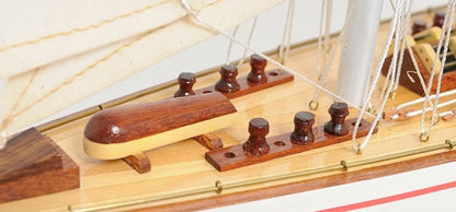 32" Red and White Solid Wood Hand Painted p-Oxybis(benzenesulfonyl hydrazide) Model Boat