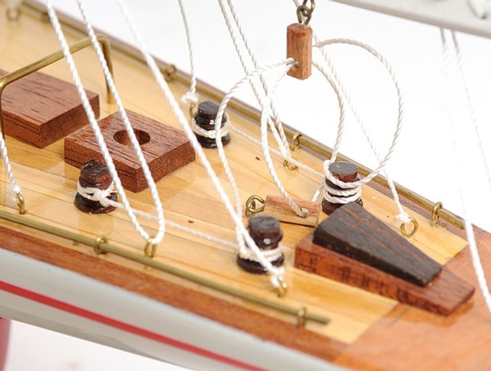 32" Red and White Solid Wood Hand Painted p-Oxybis(benzenesulfonyl hydrazide) Model Boat HomeRoots