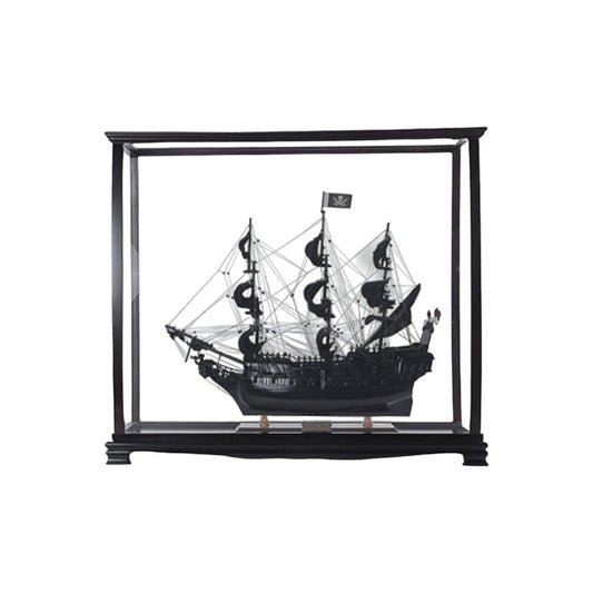 32" Black Solid Wood Hand Painted Black Pearl Pirate Medium Display Case Model Boat HomeRoots