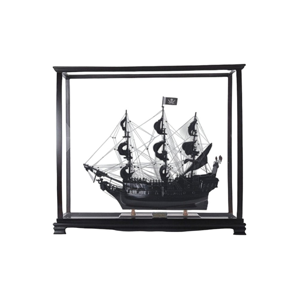 32" Black Solid Wood Hand Painted Black Pearl Pirate Medium Display Case Model Boat HomeRoots