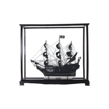 32" Black Solid Wood Hand Painted Black Pearl Pirate Medium Display Case Model Boat HomeRoots