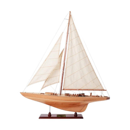 31" Wood Brown Endeavour Yacht Hand Painted Sculpture HomeRoots