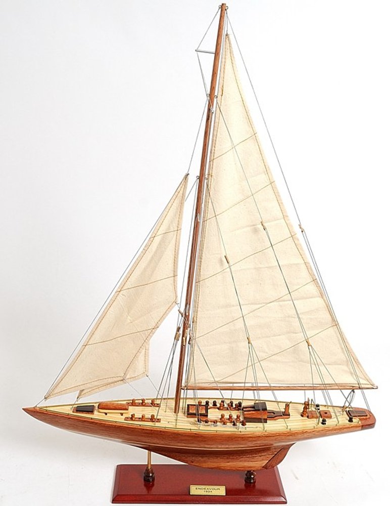 31" Wood Brown Endeavour Yacht Hand Painted Sculpture HomeRoots