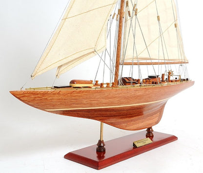 31" Wood Brown Endeavour Yacht Hand Painted Sculpture HomeRoots