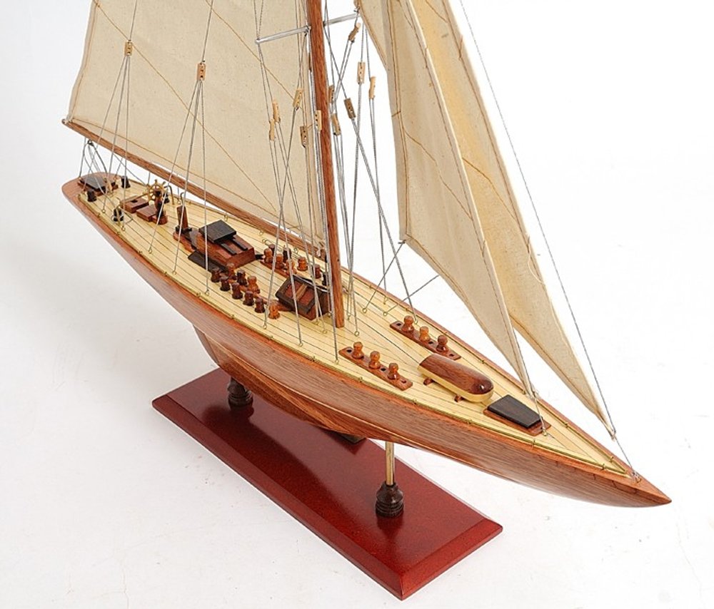 31" Wood Brown Endeavour Yacht Hand Painted Sculpture HomeRoots