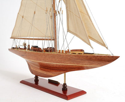 31" Wood Brown Endeavour Yacht Hand Painted Sculpture HomeRoots