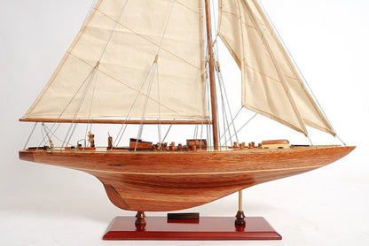 31" Wood Brown Endeavour Yacht Hand Painted Sculpture HomeRoots