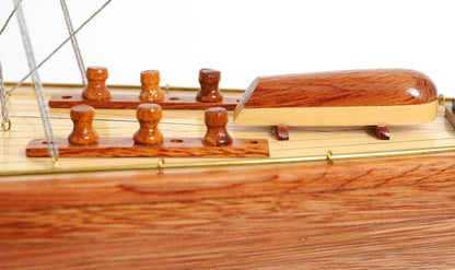 31" Wood Brown Endeavour Yacht Hand Painted Sculpture HomeRoots