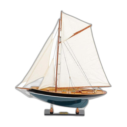 31" Black Blue And White Solid Wood Pen Duick Hand Painted Model Sail Boat HomeRoots
