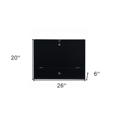 26" Black Wood Wall Mounted Folding Floating Desk HomeRoots