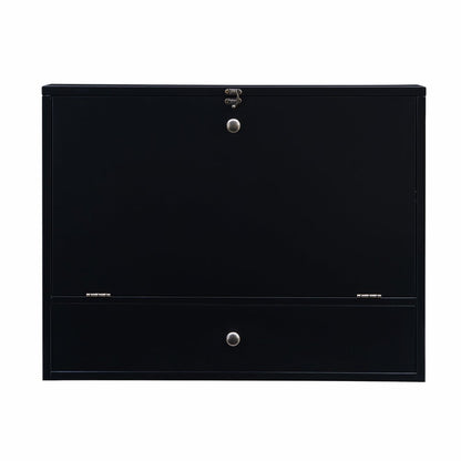 26" Black Wood Wall Mounted Folding Floating Desk HomeRoots