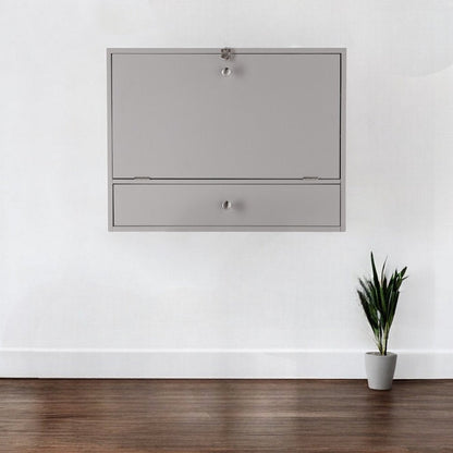 26" Gray Wall Mounted Floating Desk HomeRoots