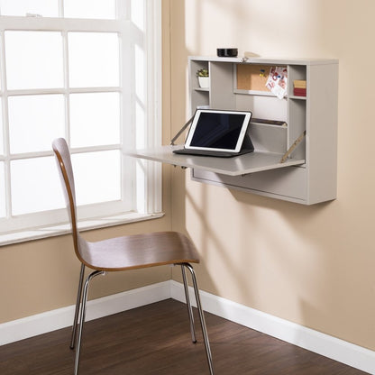 26" Gray Wall Mounted Floating Desk HomeRoots
