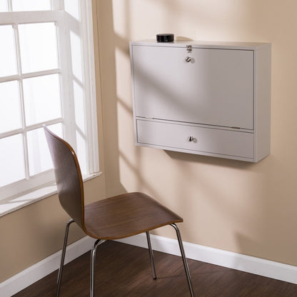 26" Gray Wall Mounted Floating Desk HomeRoots