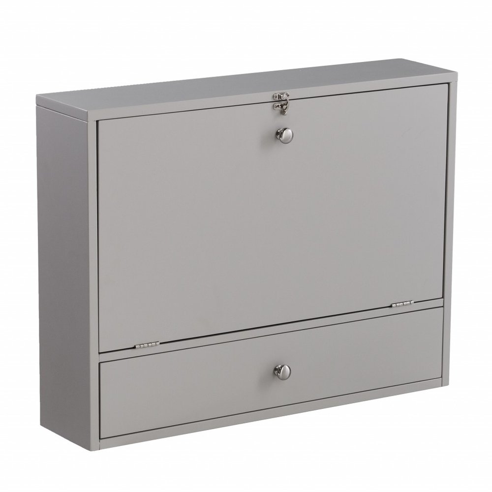 26" Gray Wall Mounted Floating Desk HomeRoots