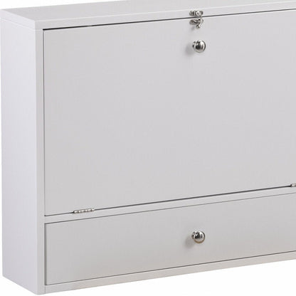 26" White Wall Mounted Floating Desk HomeRoots