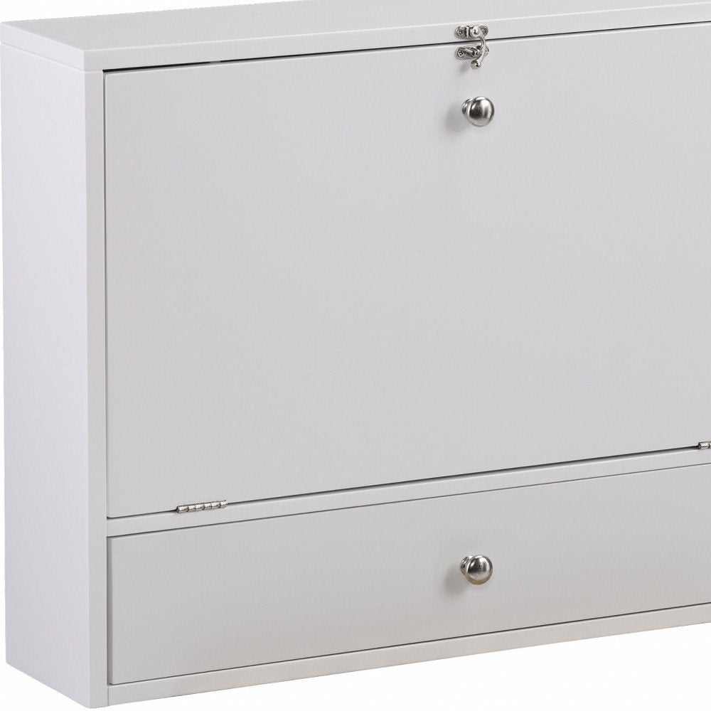 26" White Wall Mounted Floating Desk HomeRoots
