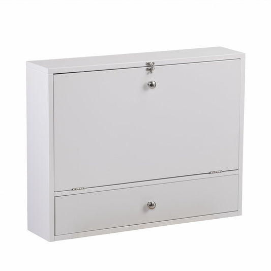 26" White Wall Mounted Floating Desk HomeRoots