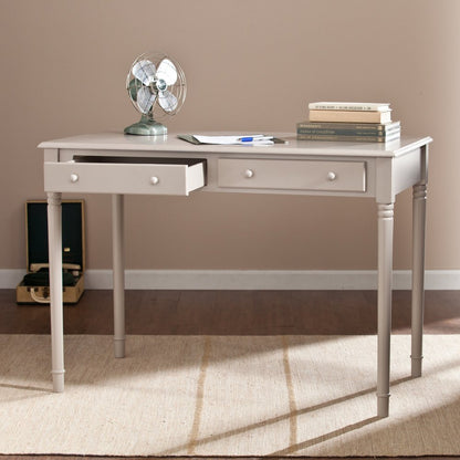 43" Gray Solid Wood Writing Desk With Two Drawers HomeRoots