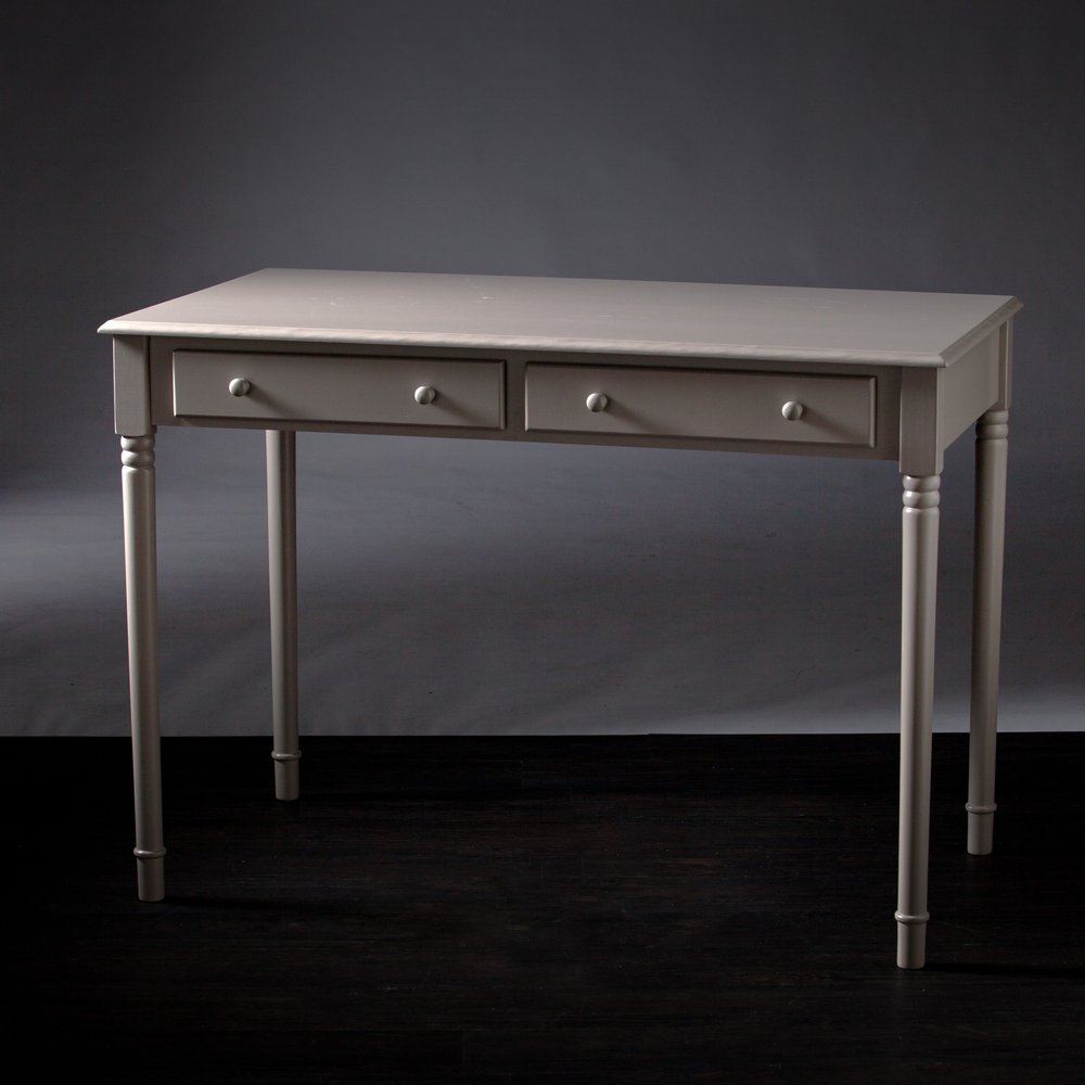 43" Gray Solid Wood Writing Desk With Two Drawers HomeRoots