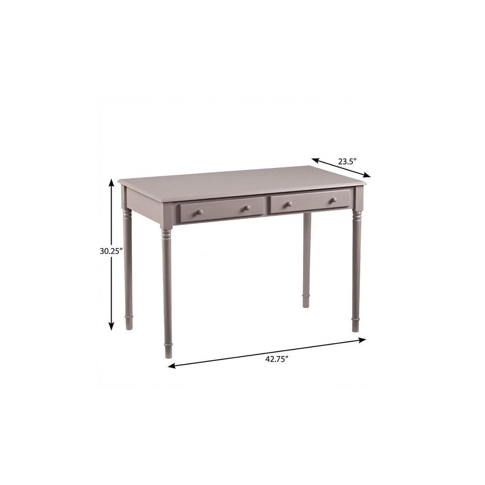 43" Gray Solid Wood Writing Desk With Two Drawers HomeRoots