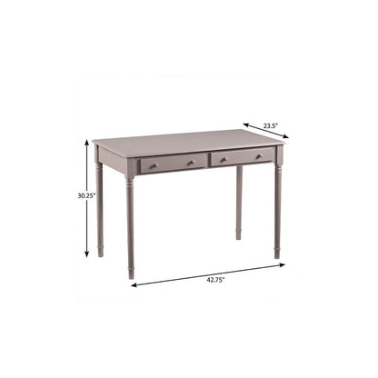 43" Gray Solid Wood Writing Desk With Two Drawers HomeRoots
