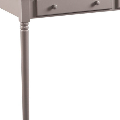 43" Gray Solid Wood Writing Desk With Two Drawers HomeRoots