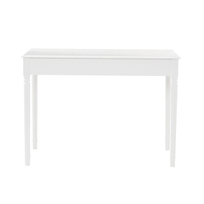 43" White Solid Wood Writing Desk With Two Drawers HomeRoots