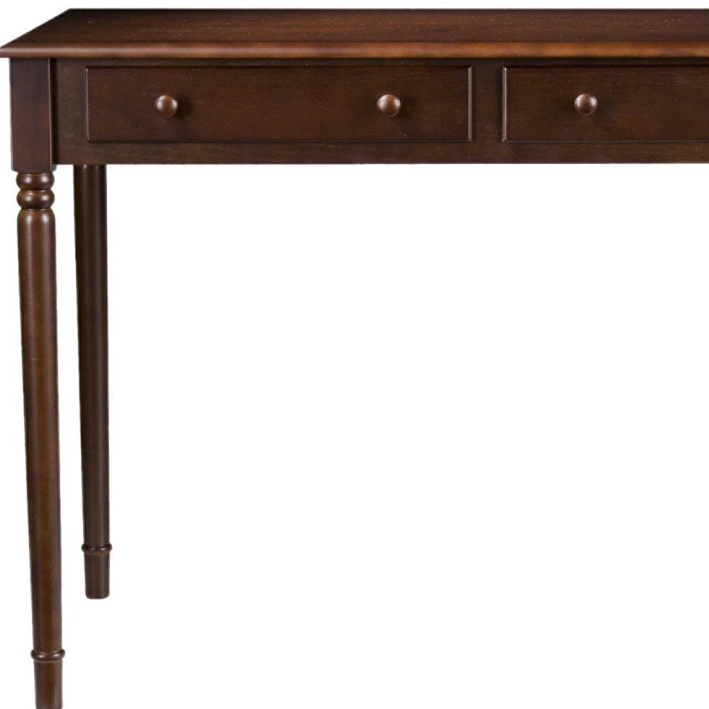 43" Brown Solid Wood Writing Desk With Two Drawers HomeRoots