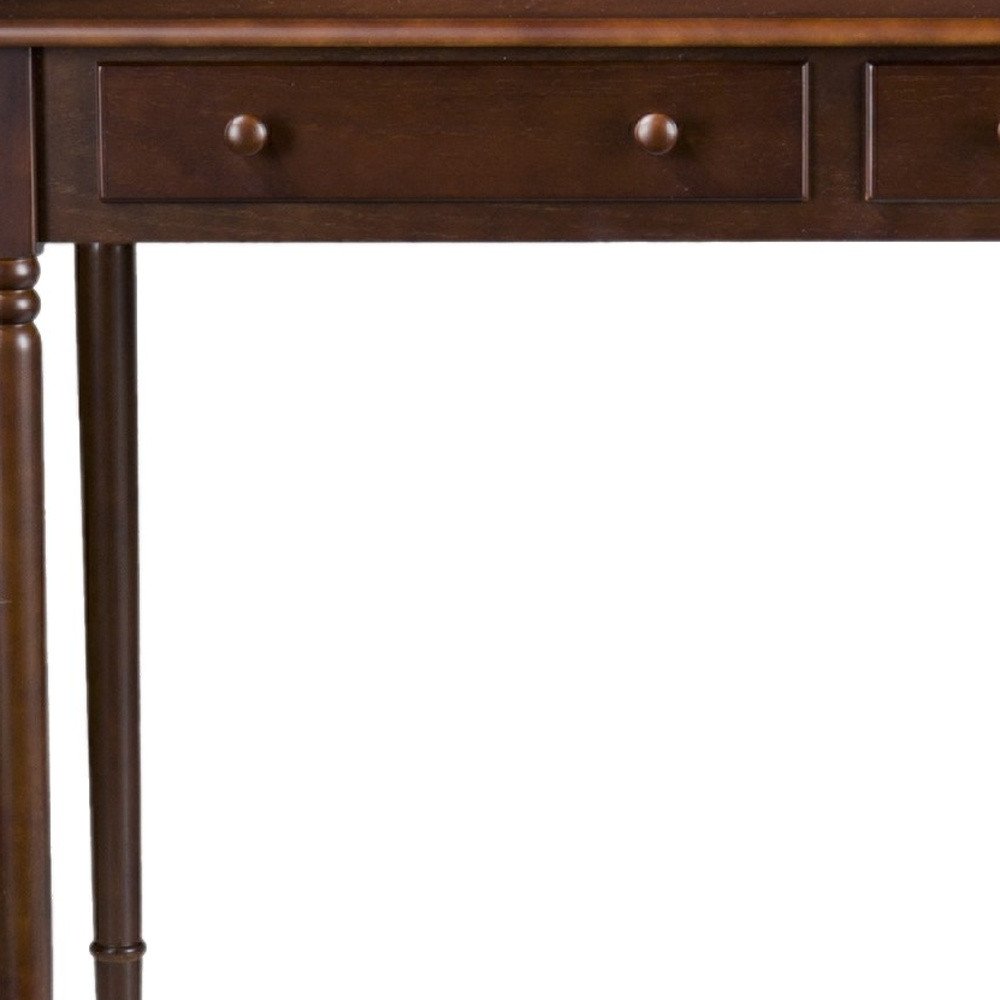 43" Brown Solid Wood Writing Desk With Two Drawers HomeRoots