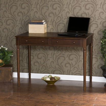 43" Brown Solid Wood Writing Desk With Two Drawers HomeRoots