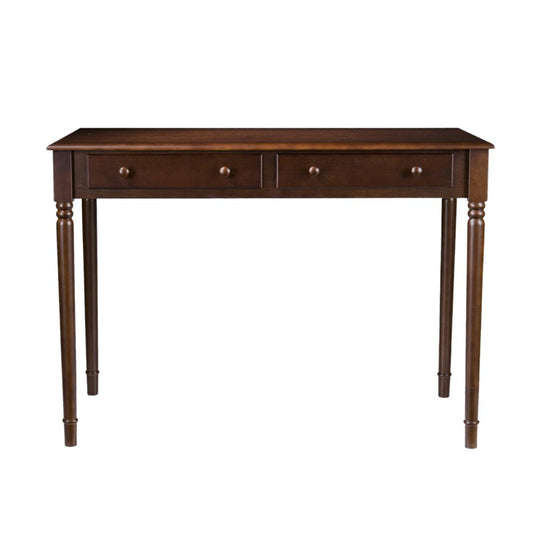 43" Brown Solid Wood Writing Desk With Two Drawers HomeRoots