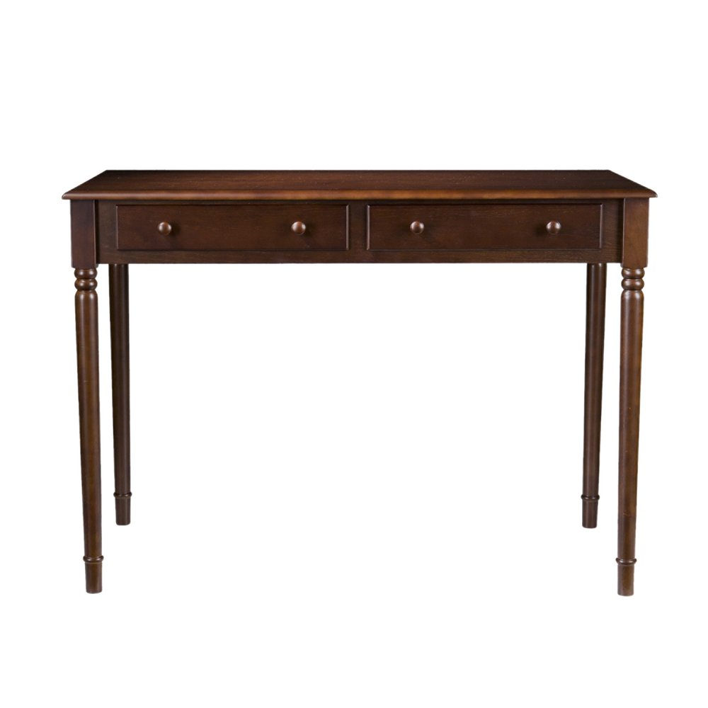 43" Brown Solid Wood Writing Desk With Two Drawers HomeRoots