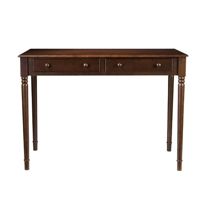 43" Brown Solid Wood Writing Desk With Two Drawers HomeRoots