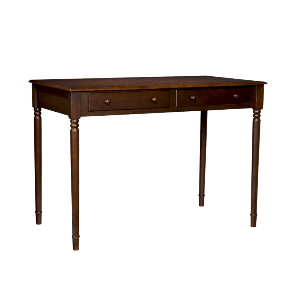43" Brown Solid Wood Writing Desk With Two Drawers HomeRoots