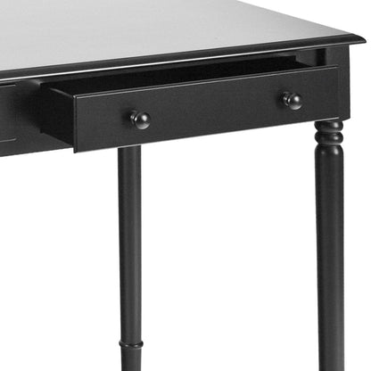 43" Black Fir Solid Wood Writing Desk With Two Drawers HomeRoots
