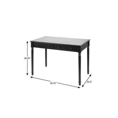 43" Black Fir Solid Wood Writing Desk With Two Drawers HomeRoots