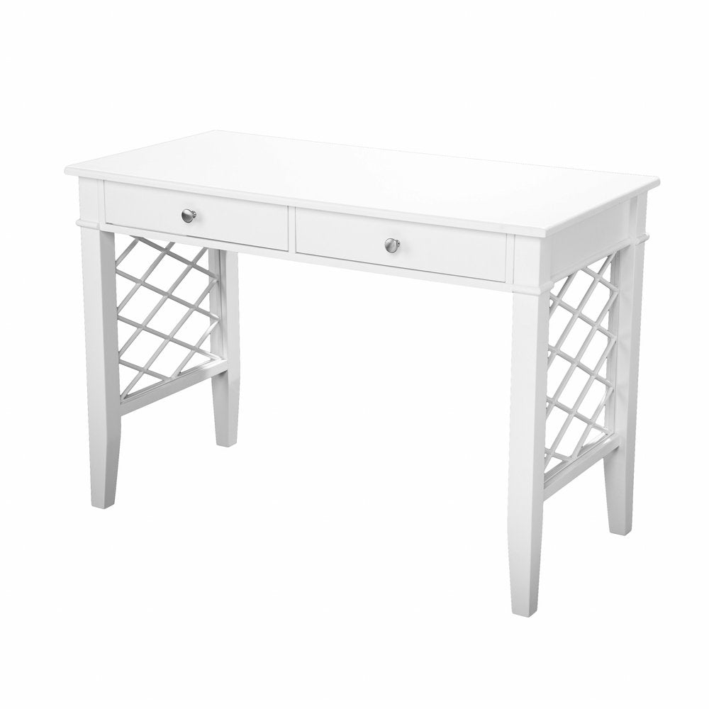 43" White Wood With Two Drawers HomeRoots